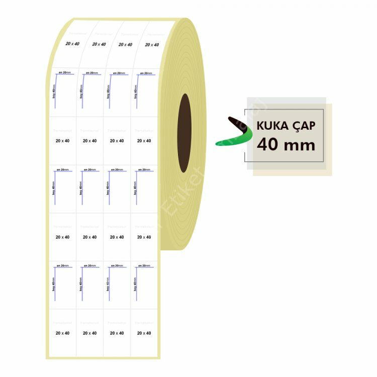 20x40mm Yanyan 4 'li Eko Termal Barkod Etiketi 1 Rulo 4.000 Adettir. (2cmx4cm) Ürün Etiketi