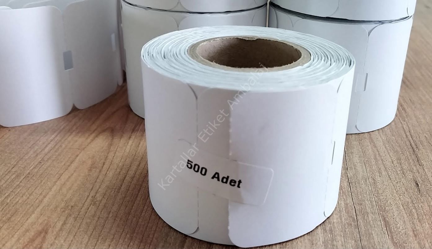 Beyaz Termal 170 gram Karton Barkod Raf Etiketi 40x60 10'lu Paket -1 Rulo 500 Adet