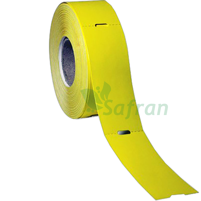 Raf Etiketi 170 gram Karton Termal 38x100mm Ortadan Çentikli Sarı 1 Rulo 350 Adet