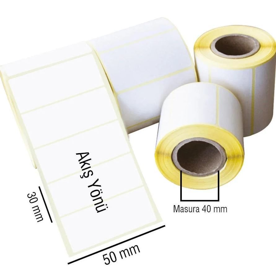 Eco Termal  Barkod Etiketi 50 mm x 30 mm 1 Rulo (1.000 Adet)