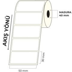 Termal Barkod Etiketi 50x30 mm 1 Rulo (1.000 Adet)