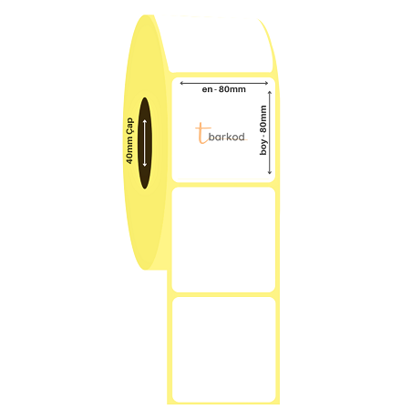 80x80mm Eko Termal Barkod Etiketi  1 Rulo 500 Adet (8cmx8cm)
