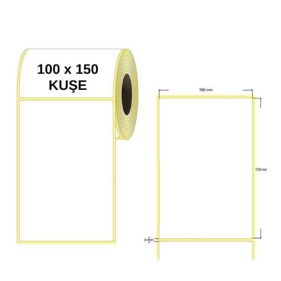 150x100 kuşe (termal olmayan-ribon olmadan barkod makinesinden çıktı alınamayan) barkod etiketi 1 rulo 250 adet