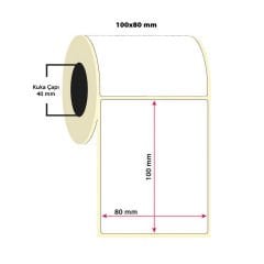 100x80 Eko Termal Barkod Etiketi 1 Rulo 250 Adet (Soldan Sağa 80mm Yukarıdan Aşağıya 100 mm) (10cmx8cm)